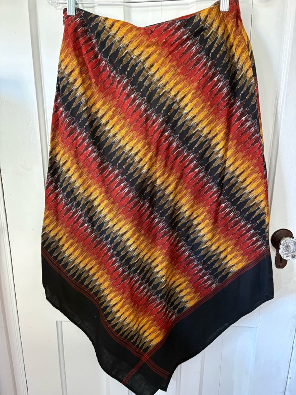 Vintage Chevron 100% Cotton Handkerchief Boho Hem Skirt Jones New York Sport - Picture 8 of 8